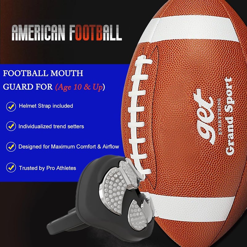 LeCool Football Mouth Guard with Connected Strap- 3D Beast Chrome Adult and Youth Mouth Guard-Mouth Piece for Sports for Maximum Air Flow and Teeth Protection - Image 2